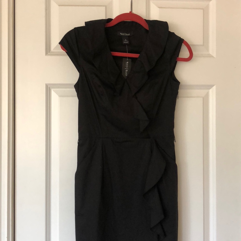 White House Black Market, Black ruffle front dress